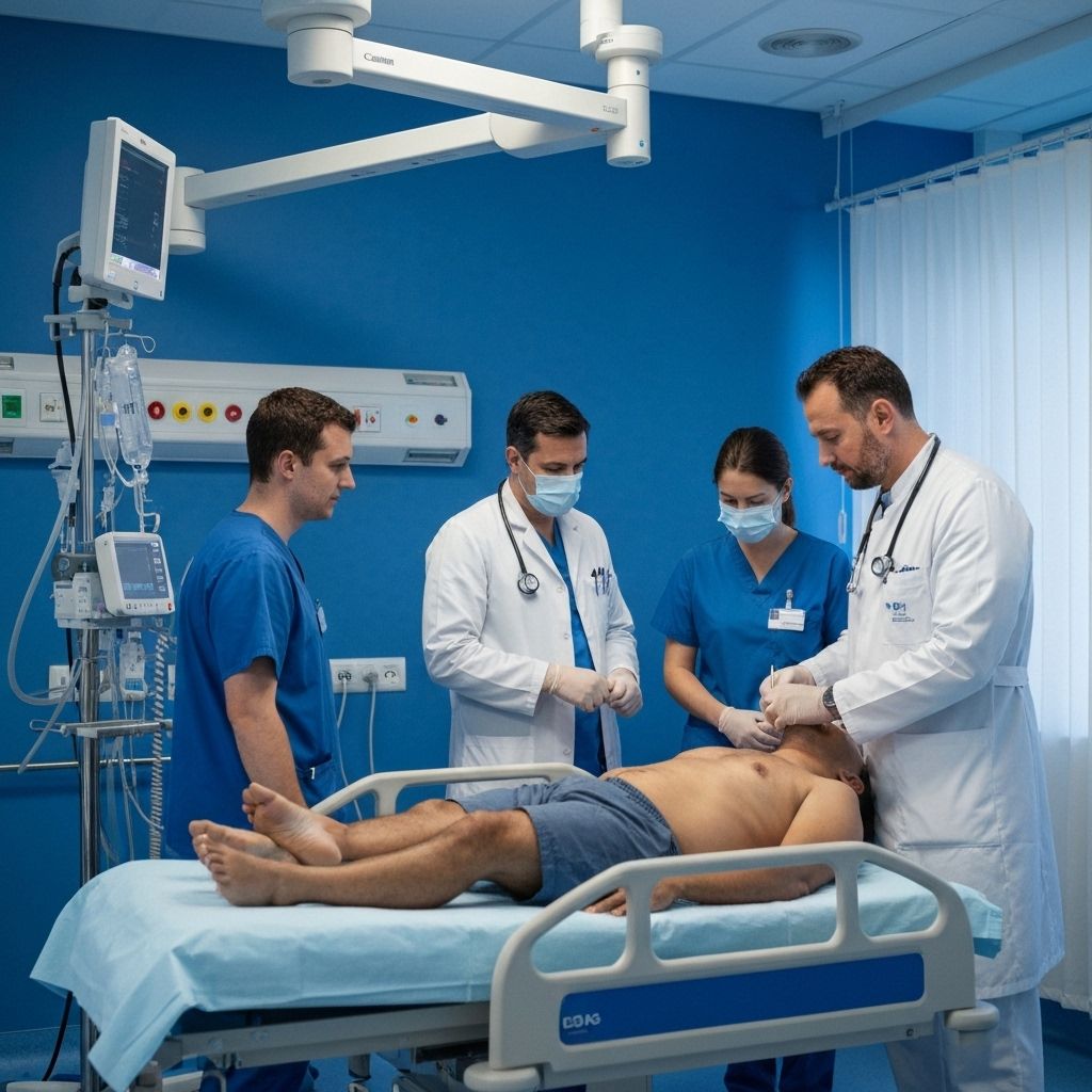 Medical professionals providing mesothelioma treatment in modern hospital setting